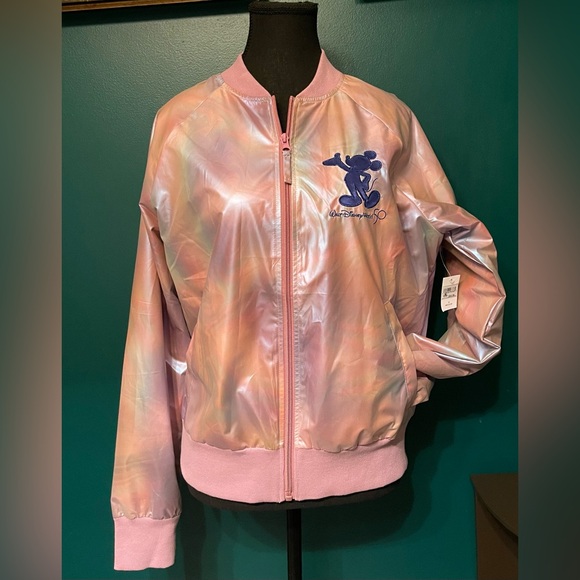 NWT Walt Disney World 50th Anniv EARidescent Pink Windbreaker Mickey Jacket - Picture 6 of 14